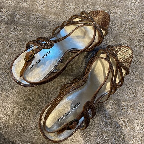 PELLE MODA Flirt Evening Sandal Bronze Snake - excellent condition - Picture 5 of 11
